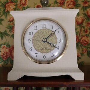 Vintage Seth Thomas Electric Alarm Clock – Mid-Century White Mantel Style – Work
